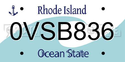 0VSB836 Rhode Island License Plate