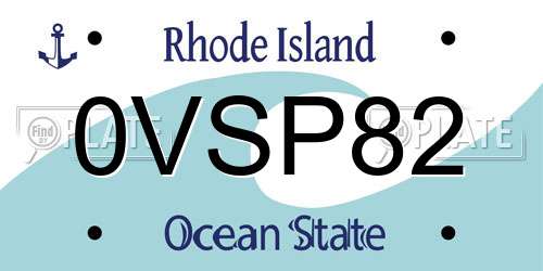 0VSP82 Rhode Island License Plate