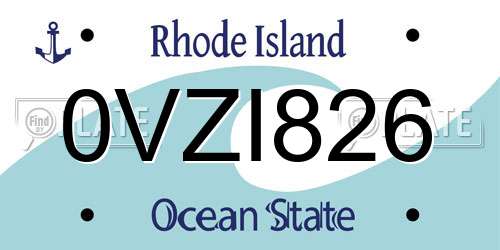 0VZI826 Rhode Island License Plate