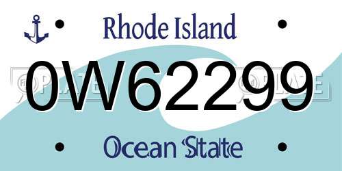 0W62299 Rhode Island License Plate