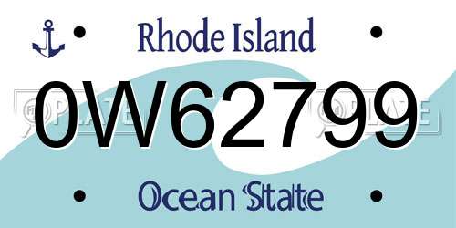 0W62799 Rhode Island License Plate