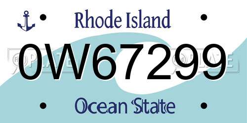 0W67299 Rhode Island License Plate