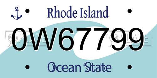 0W67799 Rhode Island License Plate