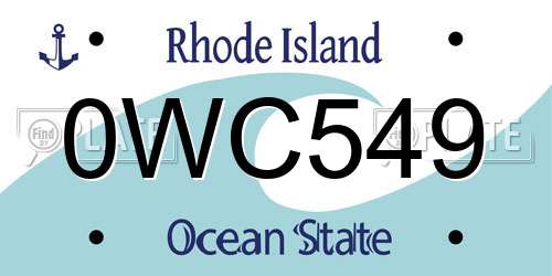 0WC549 Rhode Island License Plate