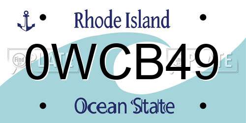 0WCB49 Rhode Island License Plate