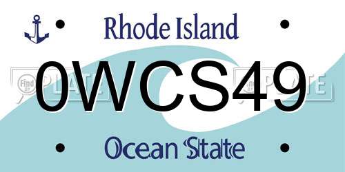 0WCS49 Rhode Island License Plate