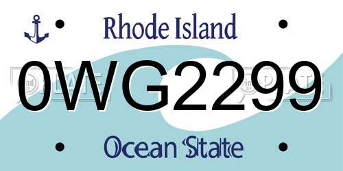 0WG2299 Rhode Island License Plate