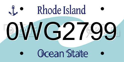 0WG2799 Rhode Island License Plate