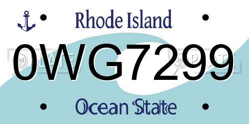 0WG7299 Rhode Island License Plate