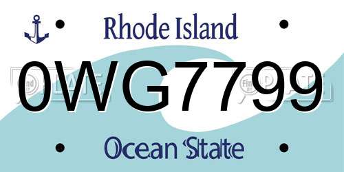 0WG7799 Rhode Island License Plate