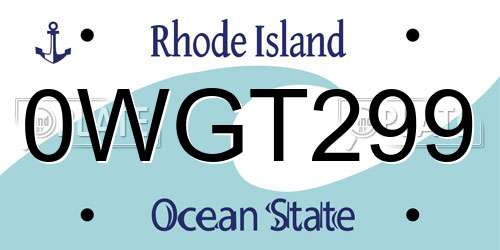 0WGT299 Rhode Island License Plate