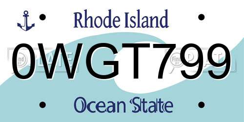 0WGT799 Rhode Island License Plate