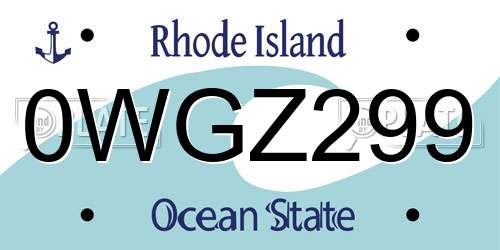 0WGZ299 Rhode Island License Plate
