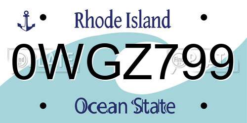 0WGZ799 Rhode Island License Plate