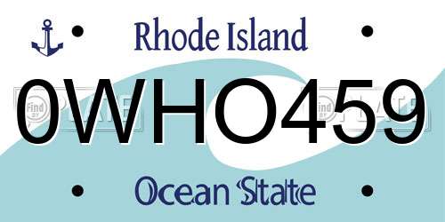 0WHO459 Rhode Island License Plate