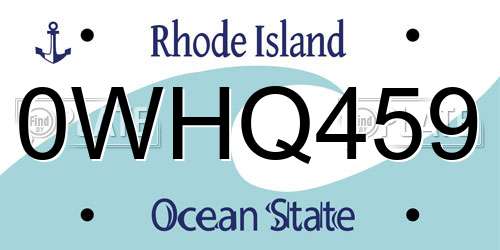 0WHQ459 Rhode Island License Plate