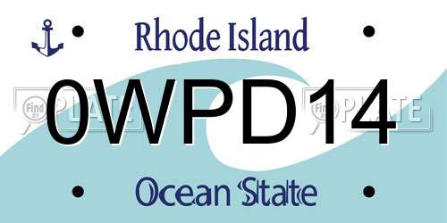 0WPD14 Rhode Island License Plate