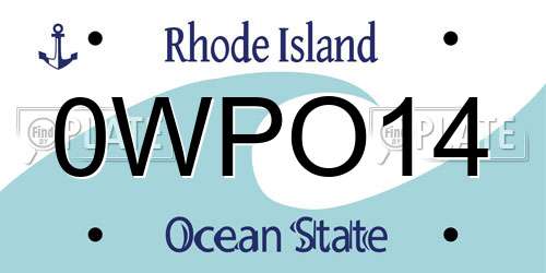 0WPO14 Rhode Island License Plate