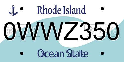0WWZ350 Rhode Island License Plate
