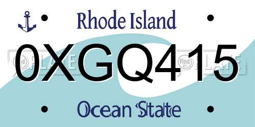 0XGQ415 Rhode Island License Plate