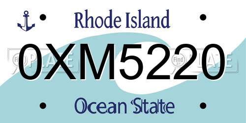 0XM5220 Rhode Island License Plate