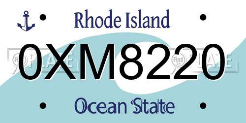 0XM8220 Rhode Island License Plate