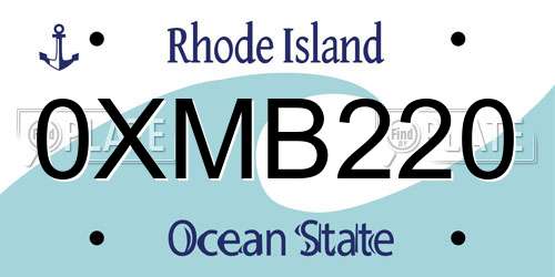 0XMB220 Rhode Island License Plate