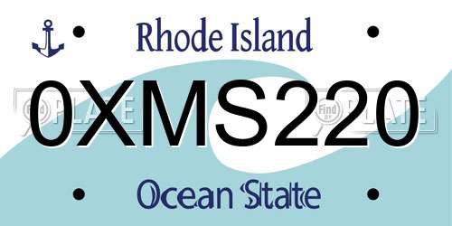 0XMS220 Rhode Island License Plate