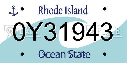 0Y31943 Rhode Island License Plate