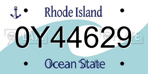 0Y44629 Rhode Island License Plate