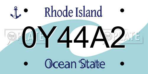 0Y44A2 Rhode Island License Plate