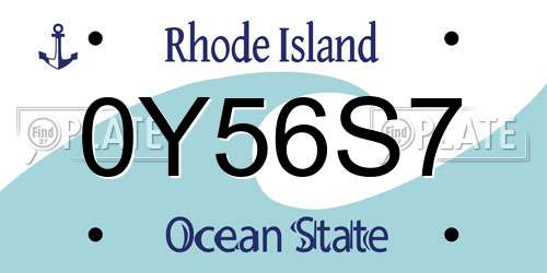 0Y56S7 Rhode Island License Plate