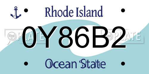 0Y86B2 Rhode Island License Plate