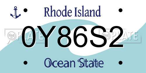 0Y86S2 Rhode Island License Plate