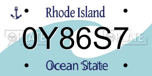 0Y86S7 Rhode Island License Plate