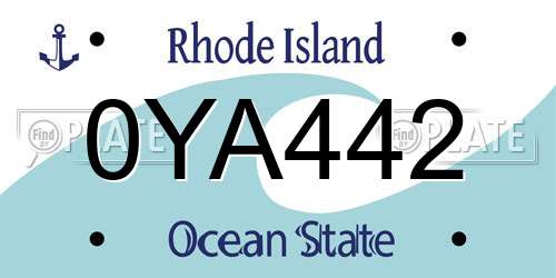 0YA442 Rhode Island License Plate