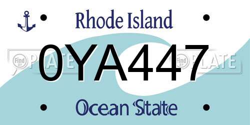 0YA447 Rhode Island License Plate