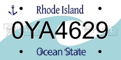 0YA4629 Rhode Island License Plate