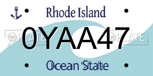 0YAA47 Rhode Island License Plate