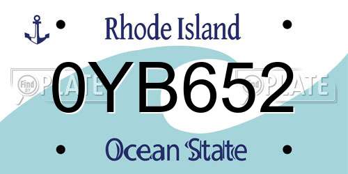 0YB652 Rhode Island License Plate