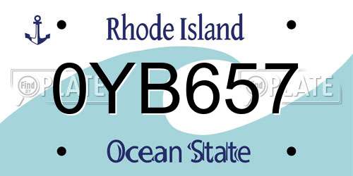 0YB657 Rhode Island License Plate