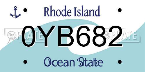 0YB682 Rhode Island License Plate
