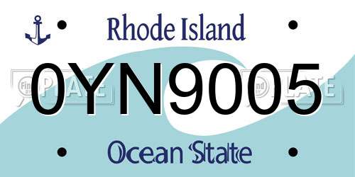 0YN9005 Rhode Island License Plate