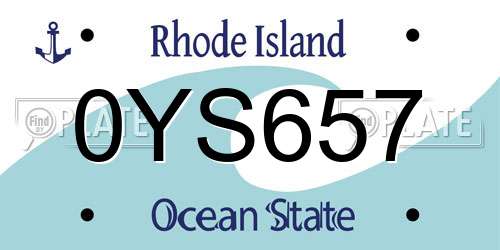 0YS657 Rhode Island License Plate