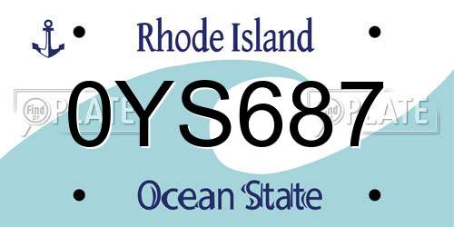 0YS687 Rhode Island License Plate