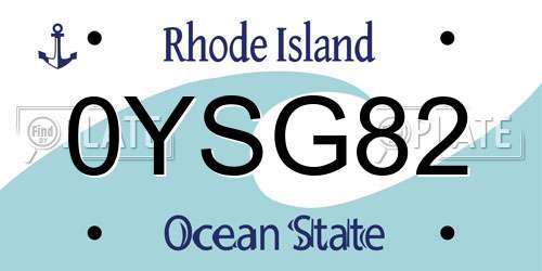 0YSG82 Rhode Island License Plate