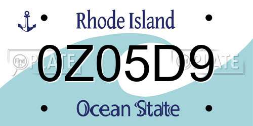 0Z05D9 Rhode Island License Plate