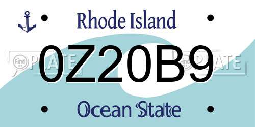 0Z20B9 Rhode Island License Plate