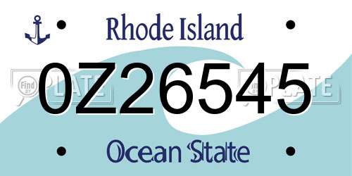 0Z26545 Rhode Island License Plate
