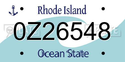 0Z26548 Rhode Island License Plate